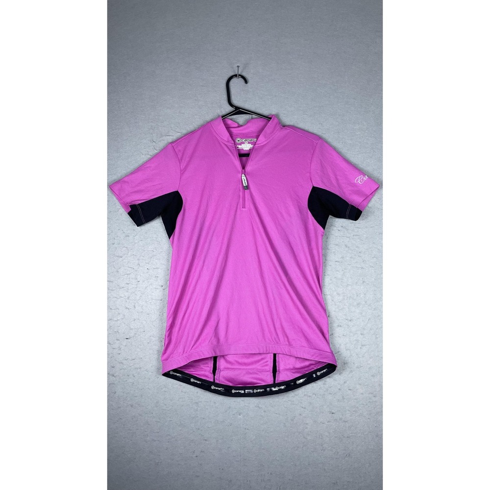 Canari Cycling Jersey Womens Large Pink Black Short Sleeve Half Zip Bike‎ Road